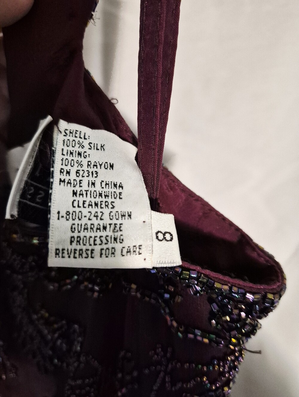Oleg Cassini Plum Beaded Strapless Cocktail Dress. Womens 8. - Picture 5 of 7